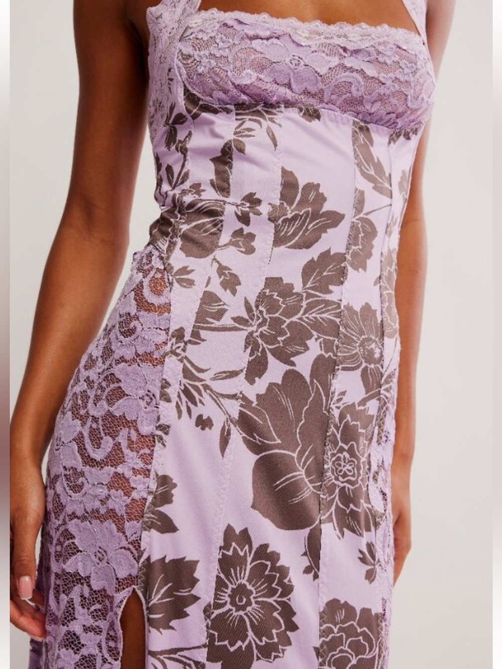 Free People Lavender Floral Lace Halter Slip Dress - Picture 4 of 5